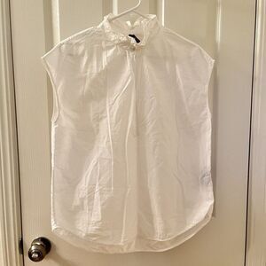 Raquel Allegra Ivory Silk Blend Ruffle Neck Sleeveless Blouse Women's Size 3 L